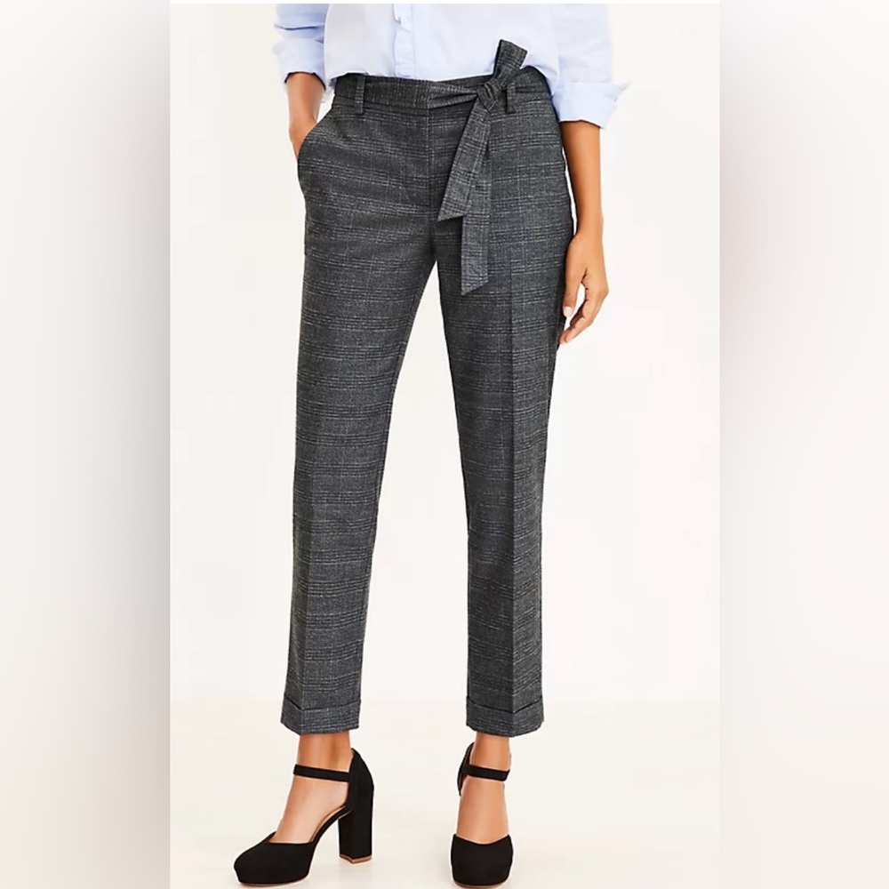 Petite Tie Waist Slim Pants in Texture
